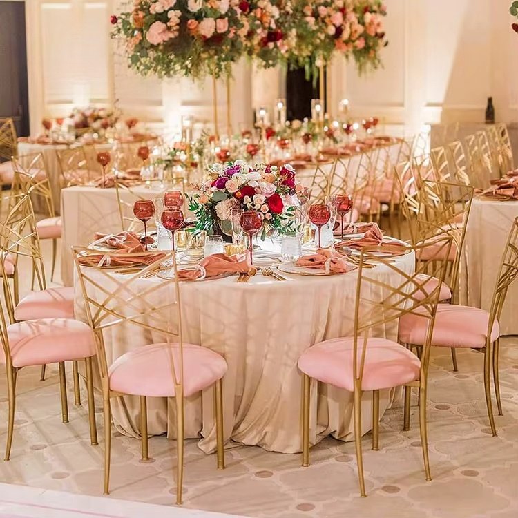 Luxury European Gold Stainless Steel Dining Chairs for Hotels for Weddings Events Banquets - Image 3