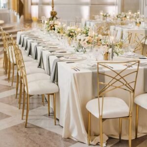 Luxury European Gold Stainless Steel Dining Chairs for Hotels for Weddings Events Banquets